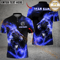 Maxcorners Flaming Lion Golf Polo Shirt, Customized Name & Team Name 3D Shirts (4 Colors)