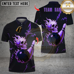 Maxcorners Metal Skull Bowling Multicolor Customized Name, Team Name 3D Shirts