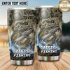 Maxcorners Fishing Tumbler Olive Stone Watercolor Design Personalized Name Tumbler (13 Species)
