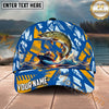 Maxcorners Fishing Ocean Boat Wave Personalized Name 3D Cap (12 Fish Species)