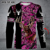 Maxcorners Personalized Name Country Girl Deer Hunting Pink Camo Long Sleeve Shirt