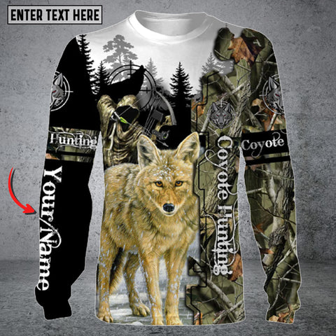 Maxcorners Personalized Name Coyote Hunting Long Sleeve Shirt