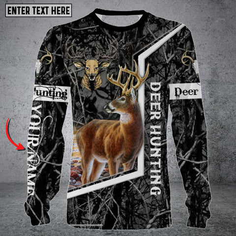 Maxcorners Personalized Name Deer Hunting Long Sleeve Shirt