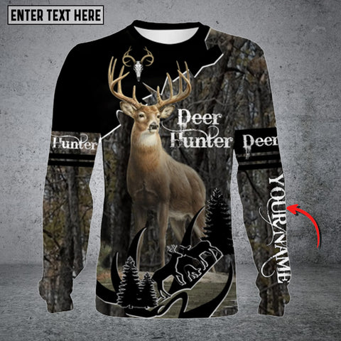 Maxcorners Personalized Name Deer Hunter Long Sleeve Shirt