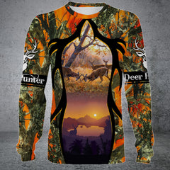 Maxcorners Personalized Name Deer Hunting Long Sleeve Shirt