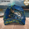 Maxcorners Fishing Skull Fisherman Blue Yellow Splash Personalized 3D Cap