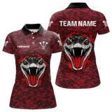 Maxcorners Men’s Darts Team Shirt Featuring Fierce Scarlet Cobra Head Snakeskin Pattern LM1605