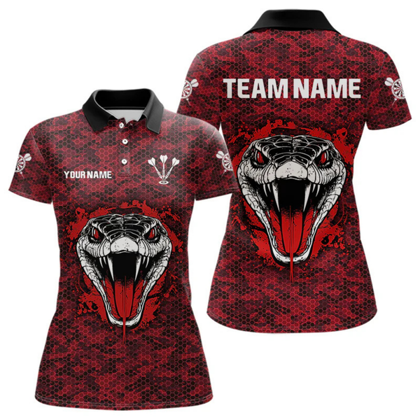 Maxcorners Men’s Darts Team Shirt Featuring Fierce Scarlet Cobra Head Snakeskin Pattern LM1605
