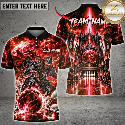 Maxcorners Bowling Futuristic Cyber Gate Neon Energy Portal Pins Strike Artwork Multicolor Customized Name, Team Name 3D Shirts