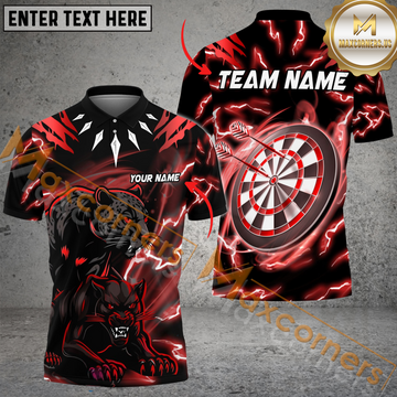 Maxcorners Darts Thunder Panther Dartboard MutilColor Option Customized Name, Team Name 3D Polo Shirt