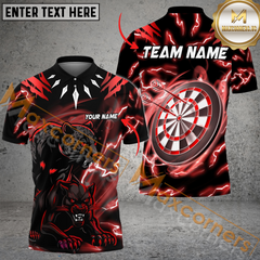 Maxcorners Darts Thunder Panther Dartboard MutilColor Option Customized Name, Team Name 3D Polo Shirt