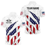 Maxcorners Personalized American Flag Patriotic Dart Shirts For Men – Darts Team Jerseys Polo & 1/4 Zip|White LM1805