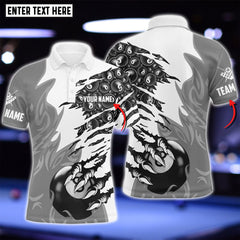 Maxcorners Claws 8 Ball Pool Billiard Personalized Name 3D Shirt (Multi Color Options)
