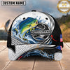 Maxcorners Fishing Graphic Jumping Fish Tribal Texture Customized Name 3D Cap