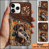 Maxcorners Duck Hunting Golden Retriever Brown Leather Hunting Badge Personalized Name 3D Phone Case - Chocolate Labrador Retriever