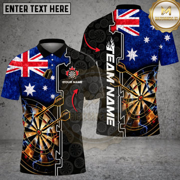 Maxcorners Darts Australia Flag Golden Dartboard Personalized Name 3D Unisex Shirt