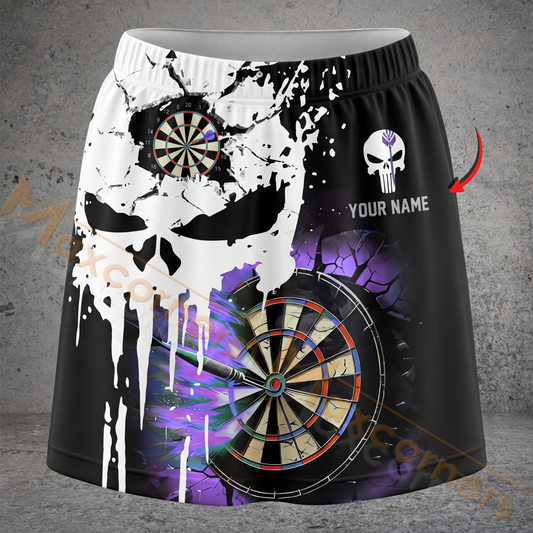 Maxcorners Darts Skull Splatter Dartboard Personalized 3D Skirts With Shorts