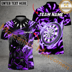 Maxcorners Darts Thunder Panther Dartboard MutilColor Option Customized Name, Team Name 3D Polo Shirt