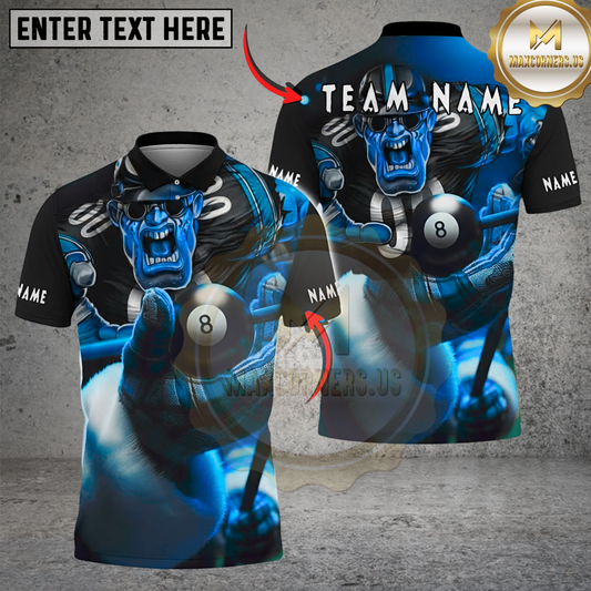 Maxcorners Billiard Mad 8-Ball Enforcer Multicolor Customized Name, Team Name 3D Shirt