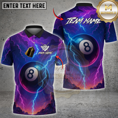 Maxcorners Billiard 8-Ball Lightning Pool Multicolor Customized Name, Team Name 3D Shirt