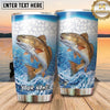 Maxcorners Fishing Tumbler White Aqua Hexagon Splash Design Personalized Name Tumbler (13 Species)