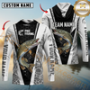 Maxcorners Fishing Black White Hexagon Hoodie Design Sun Protection Personalized Name, Team Name Long Sleeve Hooded