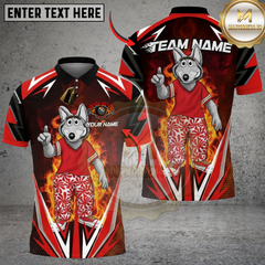 Maxcorners Billiard Wolf Mascot Flames Multicolor Customized Name, Team Name 3D Shirt