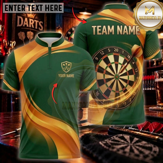 Maxcorners Darts & Bold Dartboard Layered Wave Graphic Multicolor Customized Name, Team Name 3D Shirts