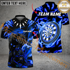 Maxcorners Darts Thunder Panther Dartboard MutilColor Option Customized Name, Team Name 3D Polo Shirt