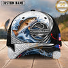 Maxcorners Fishing Graphic Jumping Fish Tribal Texture Customized Name 3D Cap