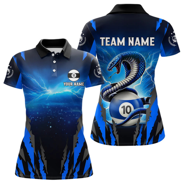 Maxcorners Personalized 10 Ball Thunder Lightning Cobra Snake Men Billiard Shirts, 10 Ball Pool Team Jersey  LM1805