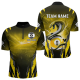 Maxcorners Personalized 9 Ball Thunder Lightning Cobra Snake Men Billiard Shirts, 9 Ball Pool Team Jerseys LM1805