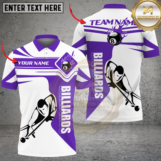 Maxcorners Billiards Fire Streak Multicolor Customized Name, Team Name 3D Shirt