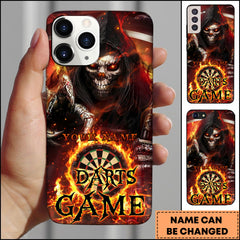 Maxcorners Darts Fire Skull Grim Reaper Dartboard Personalized Name Phone Case