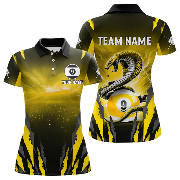Maxcorners Personalized 9 Ball Thunder Lightning Cobra Snake Men Billiard Shirts, 9 Ball Pool Team Jerseys LM1805