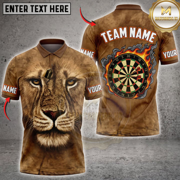 Maxcorners Darts Fierce Lion Face Golden Classic Dartboard Personalized Name 3D Unisex Shirt