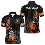 Maxcorners Men's Custom Darts Shirt With Flame Dartboards And Red Dart Arrows LM1605