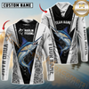 Maxcorners Fishing Black White Hexagon Hoodie Design Sun Protection Personalized Name, Team Name Long Sleeve Hooded