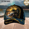 Maxcorners Fishing Skull Fisherman Sunset Gold Stripe Personalized 3D Cap