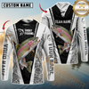 Maxcorners Fishing Black White Hexagon Hoodie Design Sun Protection Personalized Name, Team Name Long Sleeve Hooded
