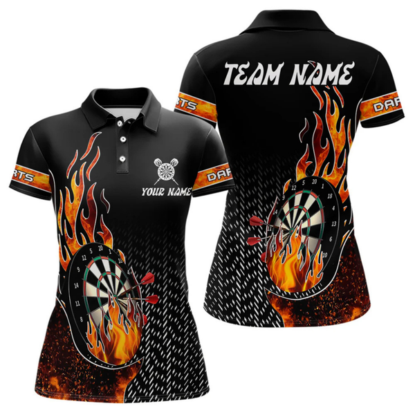 Maxcorners Men's Custom Darts Shirt With Flame Dartboards And Red Dart Arrows LM1605