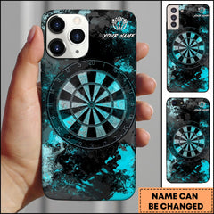 Maxcorners Darts Turquoise Grunge Dartboard Personalized Name Phone Case