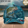 Maxcorners Fishing Ocean Blue Underwater Texture Personalized 3D Cap (12 Fish Species)