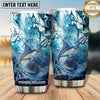 Maxcorners Fishing Tumbler Blue Marble Fluid Art Design Personalized Name Tumbler (13 Species)