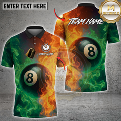 Maxcorners Billiard 8-Ball Fire and Ice Pool Multicolor Customized Name, Team Name 3D Shirt