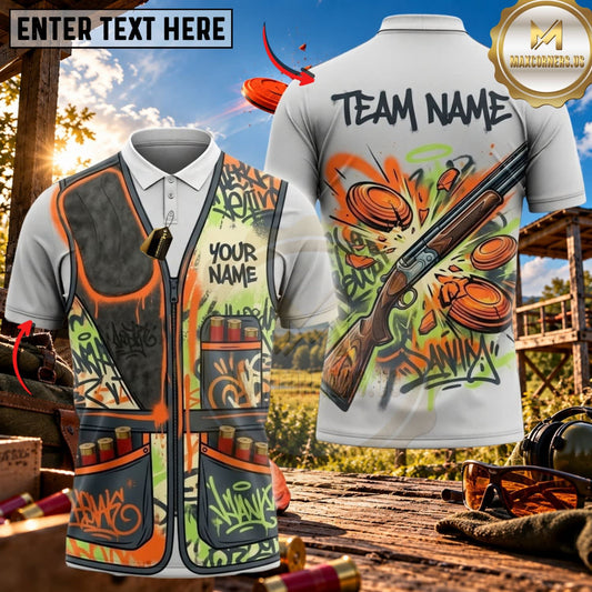 Maxcorners Clay Shooting Graffiti  Target Multicolor Customized Name Team Name 3D Shirts (4 Colors)