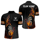 Maxcorners Men's Custom Darts Shirt With Flame Dartboards And Red Dart Arrows LM1605