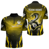 Maxcorners Personalized Thunder Lightning Cobra Snake Men Billiard Shirts, 8 Ball Billiard Team Jersey|Yellow LM1805