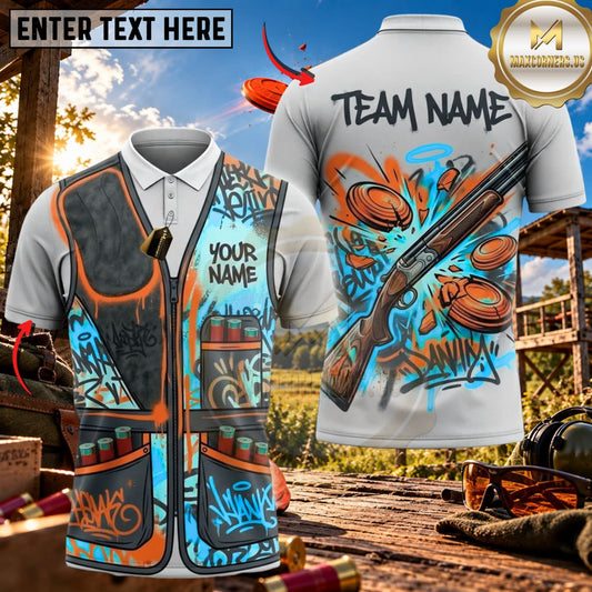 Maxcorners Clay Shooting Graffiti  Target Multicolor Customized Name Team Name 3D Shirts (4 Colors)