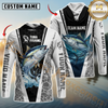 Maxcorners Fishing Black White Hexagon Hoodie Design Sun Protection Personalized Name, Team Name Long Sleeve Hooded
